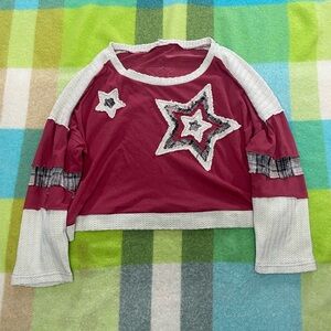 Pol oversized patchwork knit sweater top